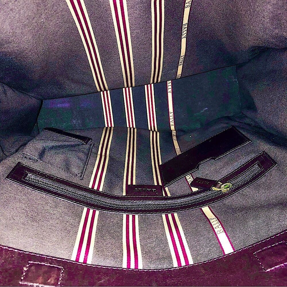BALLY Brown Leather Trainspotting Work Bag Red Stripe Adjustable Shoulder Strap - Picture 8 of 16